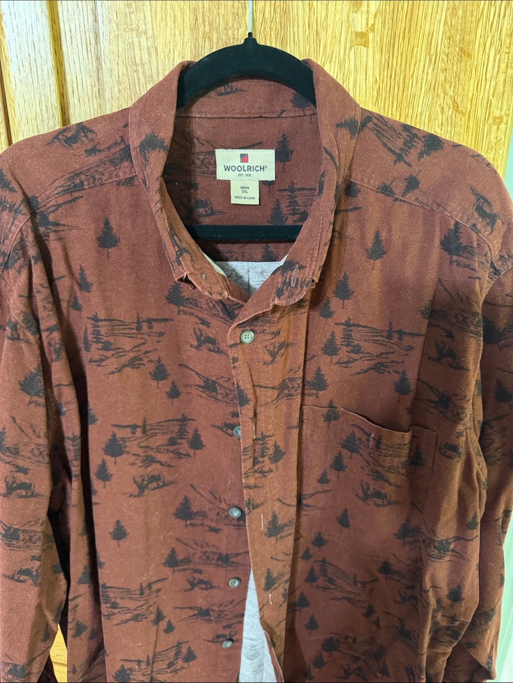Woolrich Men's Rust Scenic-Print Button Down Shirt